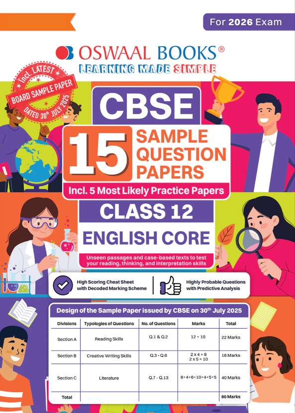 Oswaal CBSE 15 Sample Question Papers Class 12 English Core for 2026 Board Exam